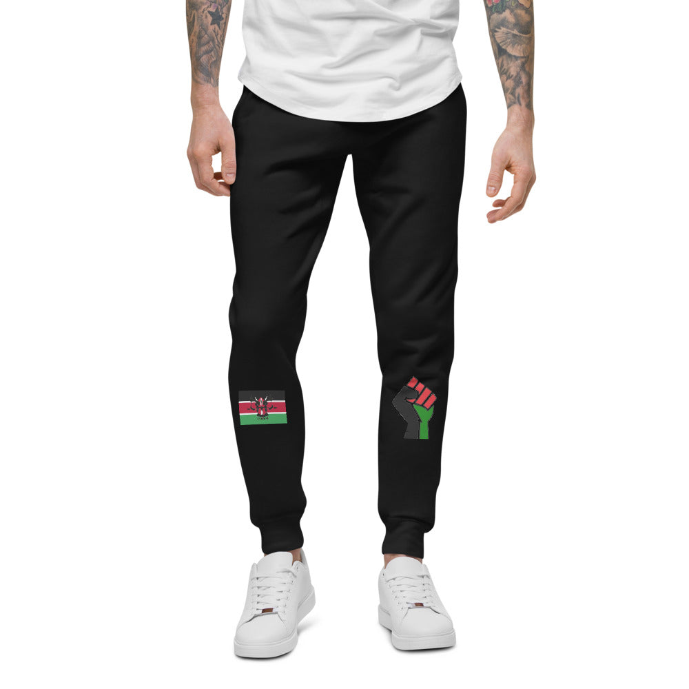 white Unisex fleece sweatpants (RED BLACK GREEN FLAG)