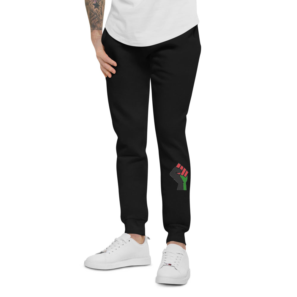 white Unisex fleece sweatpants (RED BLACK GREEN FLAG)