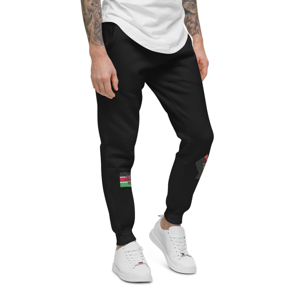 white Unisex fleece sweatpants (RED BLACK GREEN FLAG)