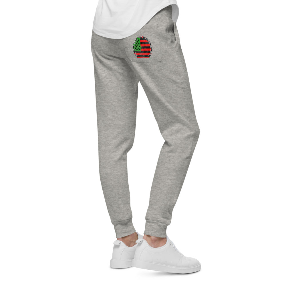 white Unisex fleece sweatpants (RED BLACK GREEN FLAG)