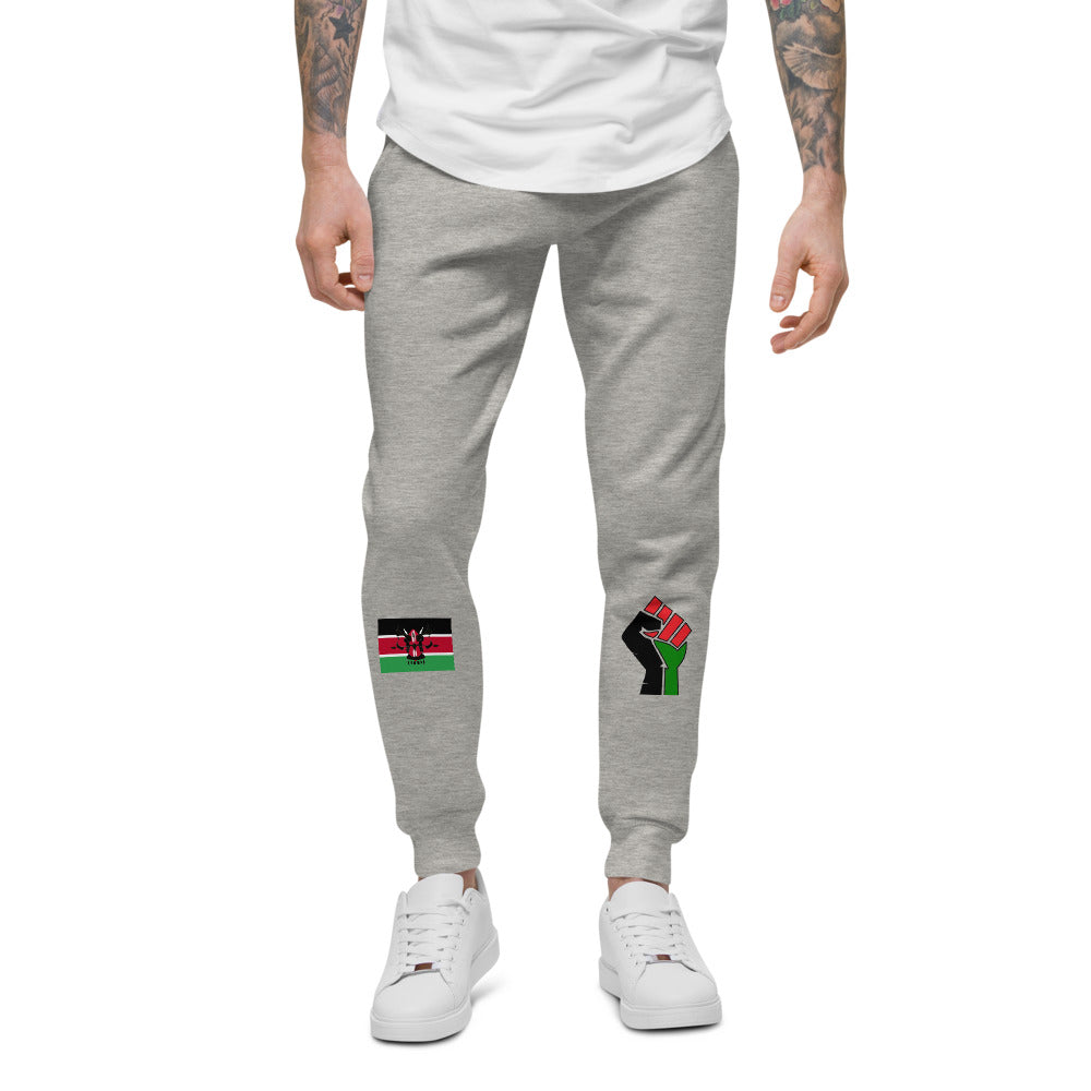 white Unisex fleece sweatpants (RED BLACK GREEN FLAG)