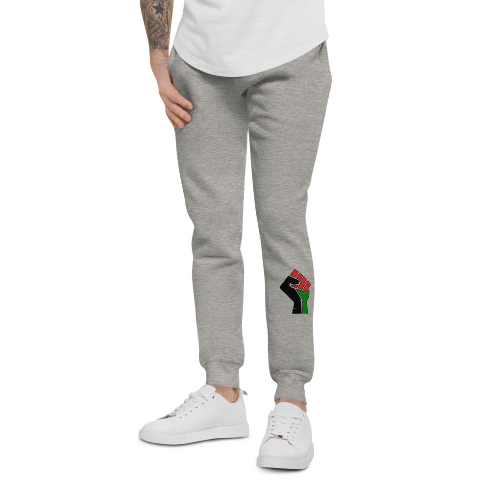 white Unisex fleece sweatpants (RED BLACK GREEN FLAG)