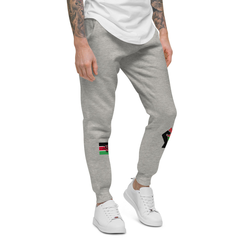 white Unisex fleece sweatpants (RED BLACK GREEN FLAG)