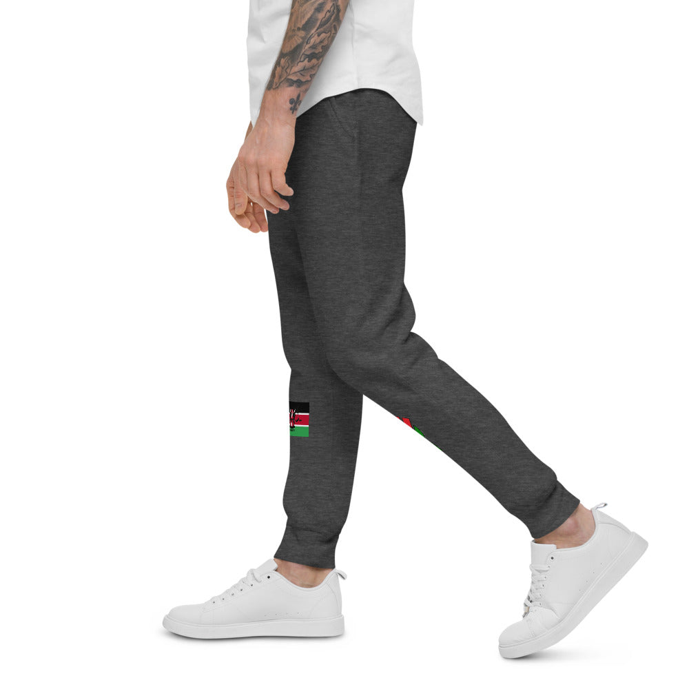 white Unisex fleece sweatpants (RED BLACK GREEN FLAG)