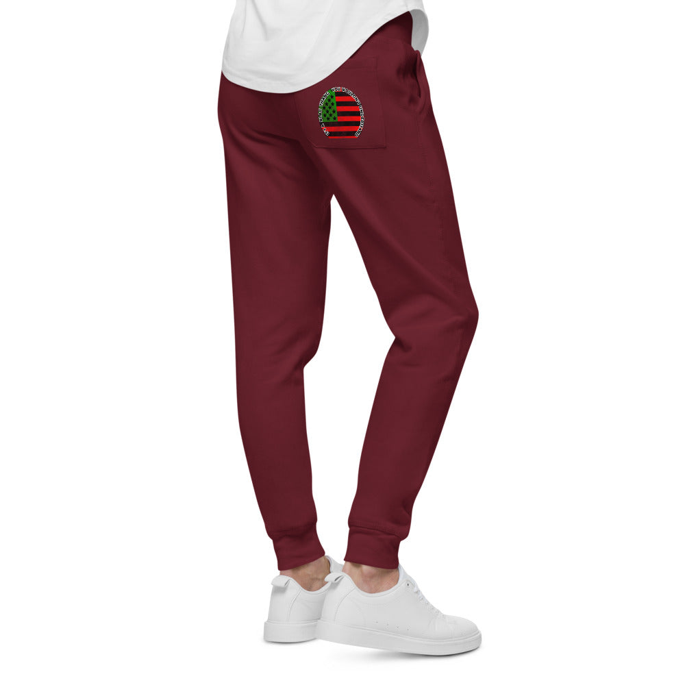 white Unisex fleece sweatpants (RED BLACK GREEN FLAG)