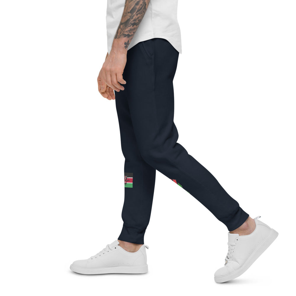 white Unisex fleece sweatpants (RED BLACK GREEN FLAG)