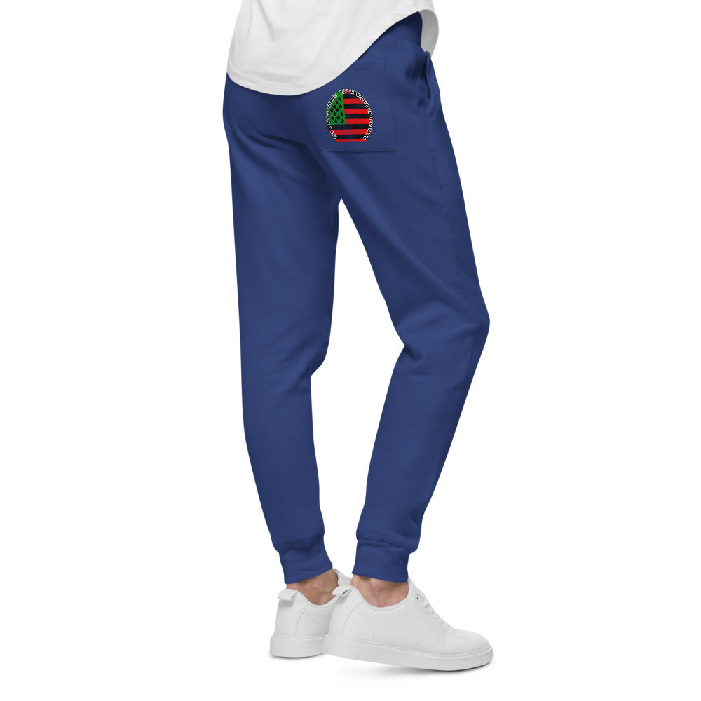 white Unisex fleece sweatpants (RED BLACK GREEN FLAG)