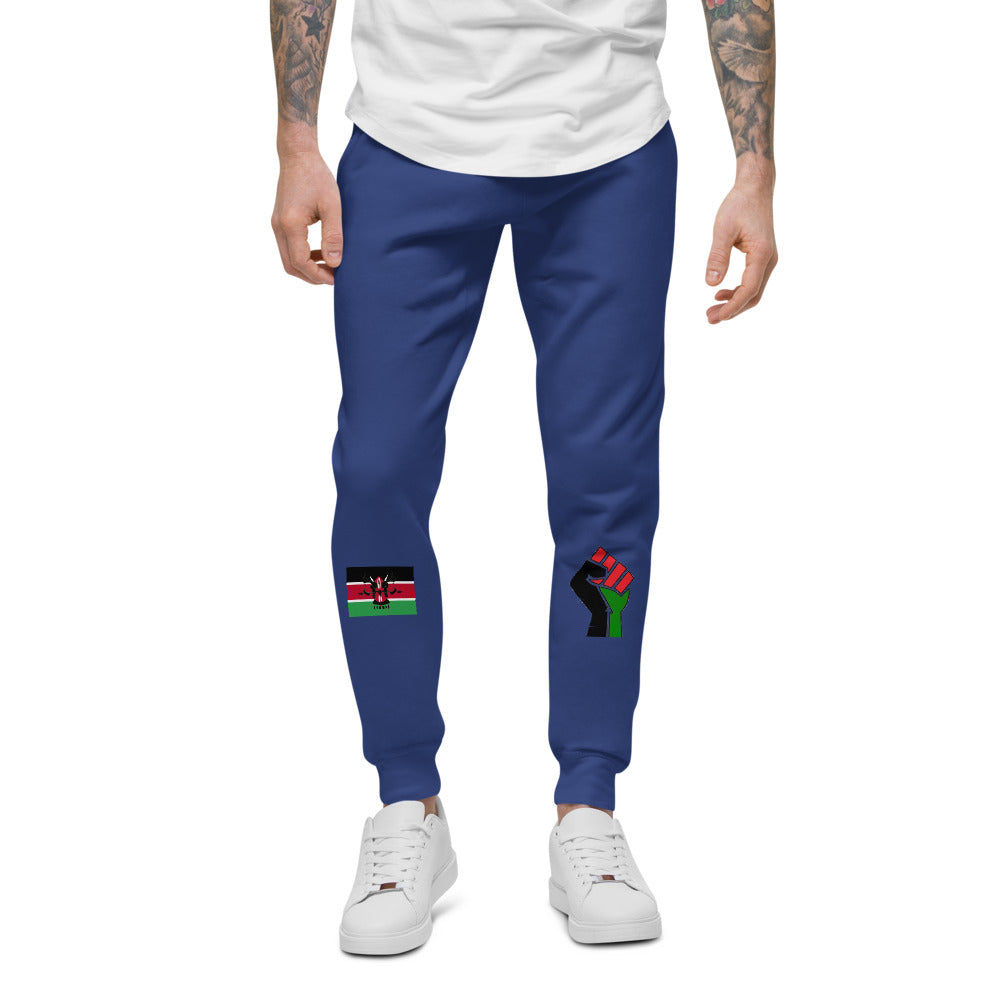 white Unisex fleece sweatpants (RED BLACK GREEN FLAG)