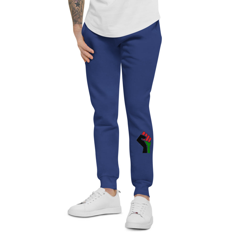 white Unisex fleece sweatpants (RED BLACK GREEN FLAG)