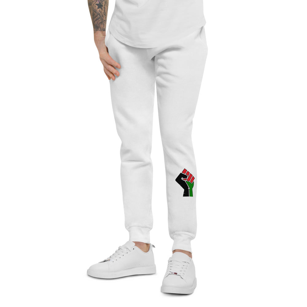 white Unisex fleece sweatpants (RED BLACK GREEN FLAG)