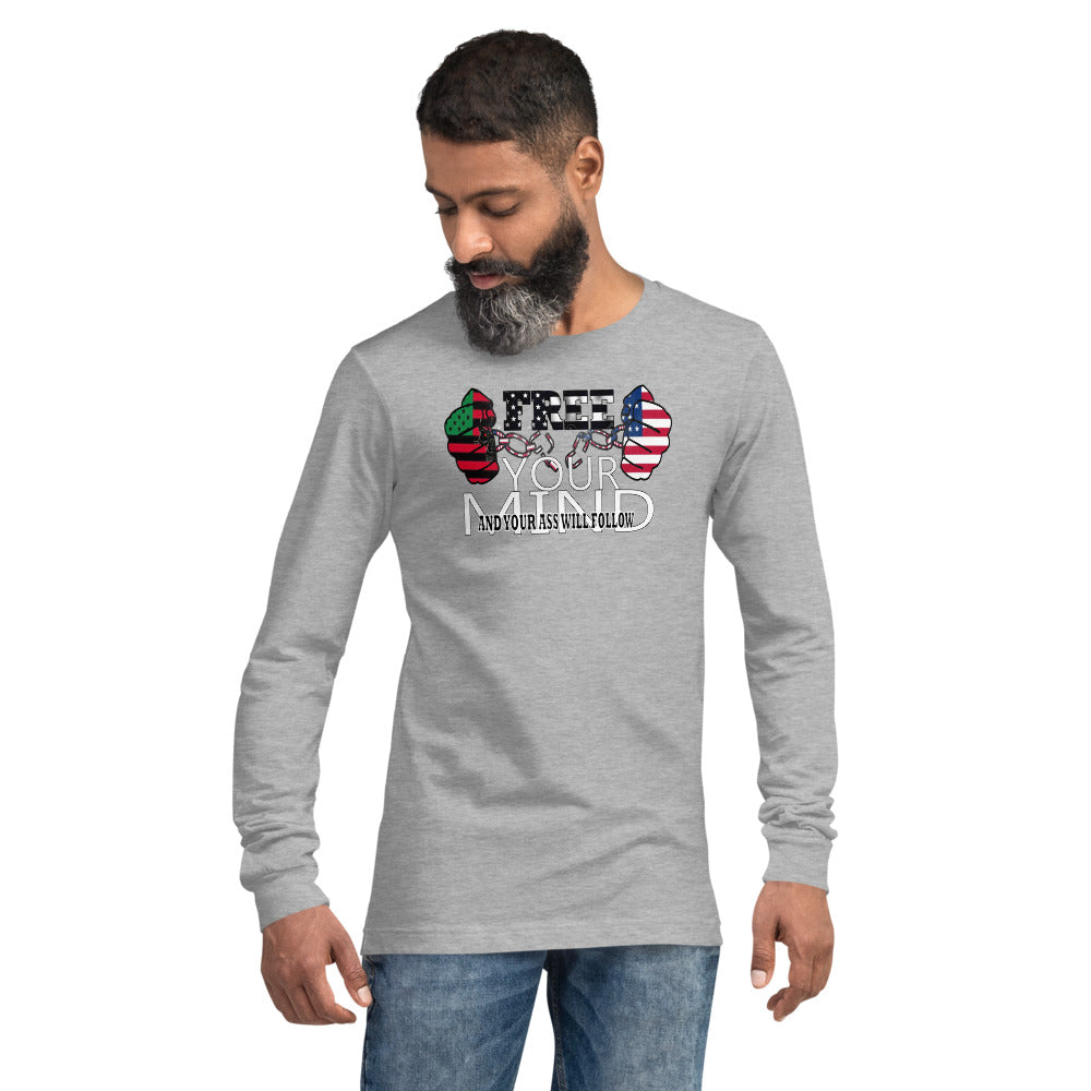 Unisex Long Sleeve Tee (FREE) Black Owned with Am flag