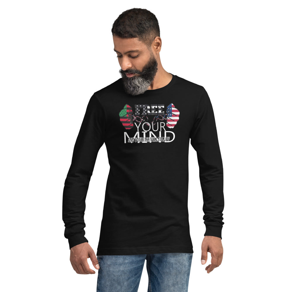 Unisex Long Sleeve Tee (FREE) Black Owned with Am flag