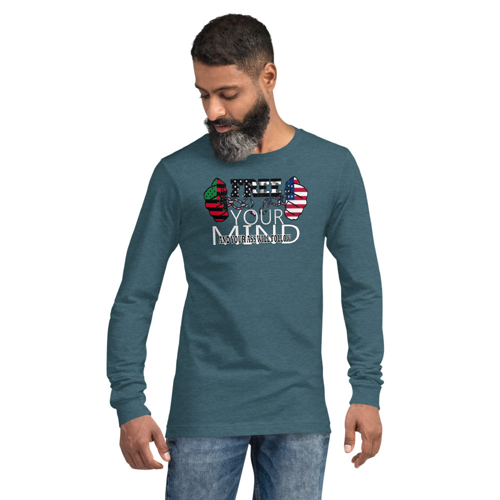 Unisex Long Sleeve Tee (FREE) Black Owned with Am flag