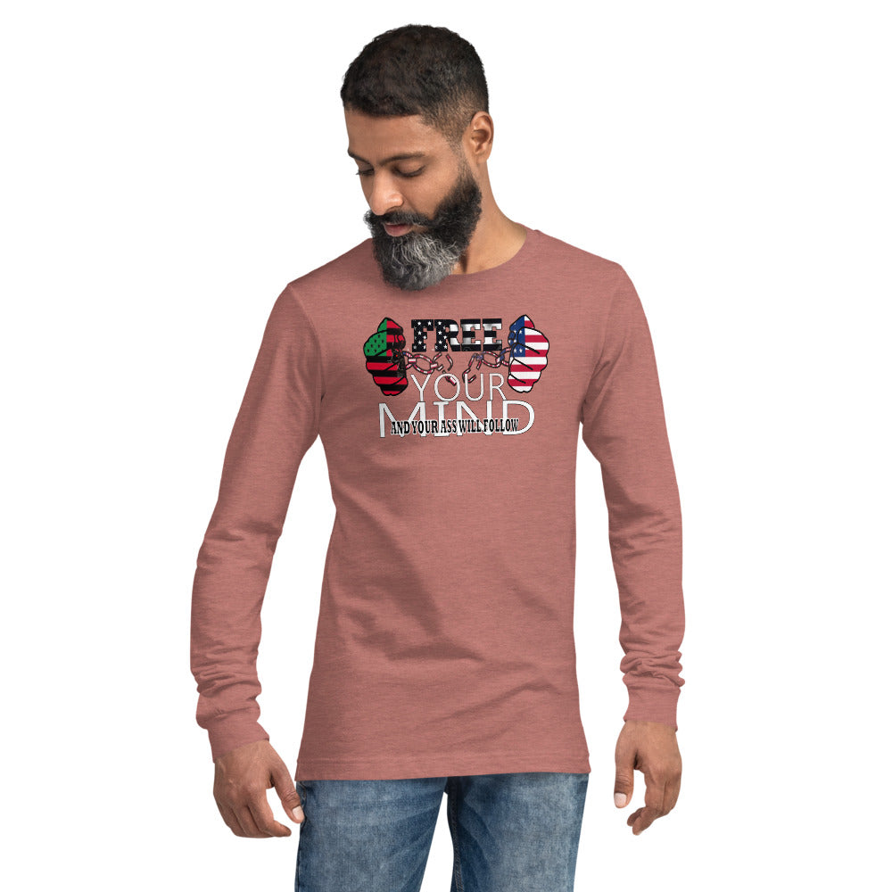 Unisex Long Sleeve Tee (FREE) Black Owned with Am flag