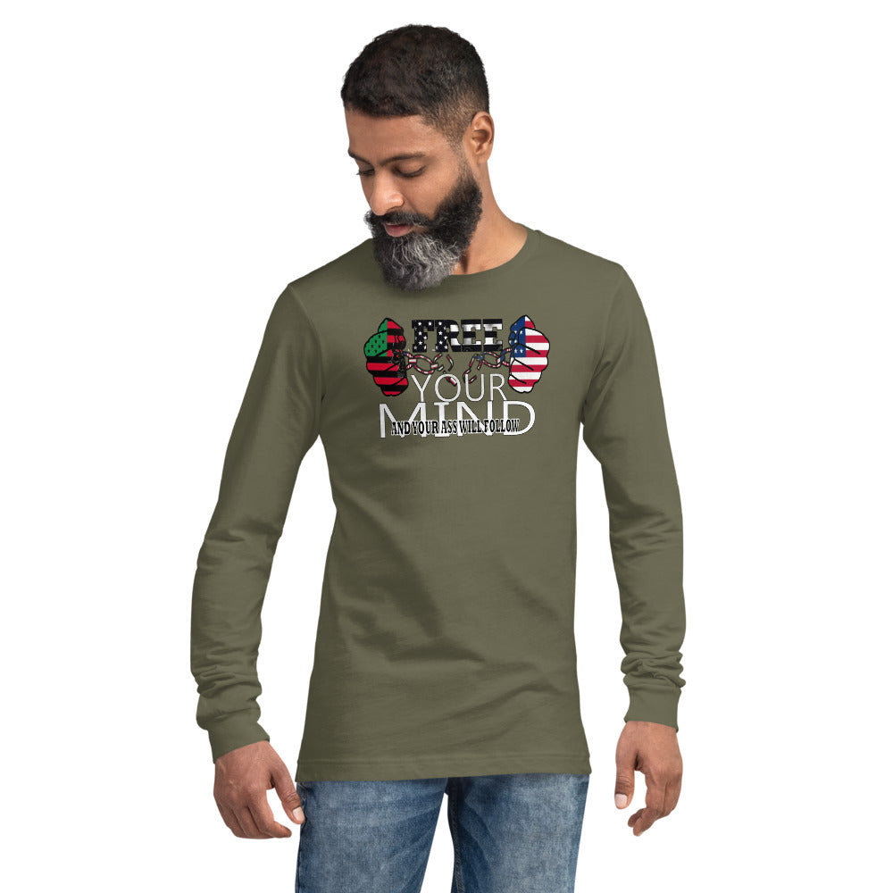 Unisex Long Sleeve Tee (FREE) Black Owned with Am flag