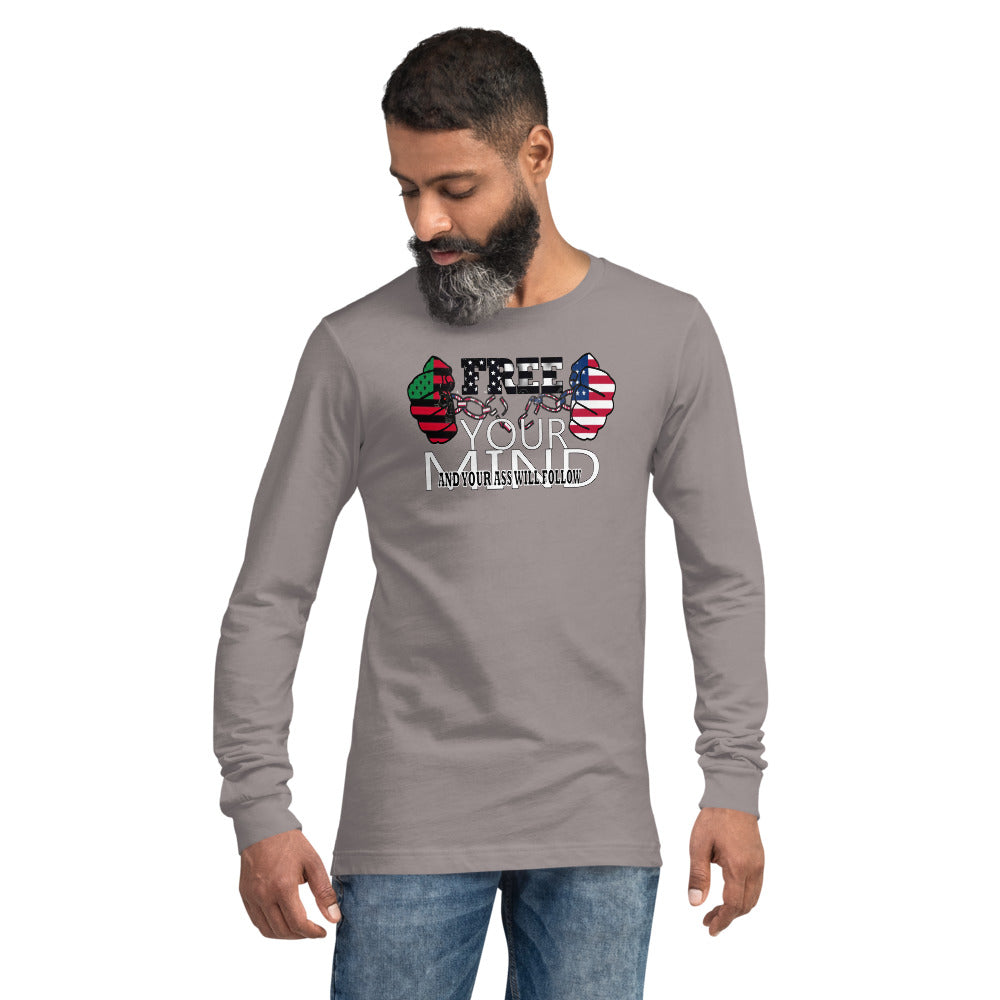 Unisex Long Sleeve Tee (FREE) Black Owned with Am flag