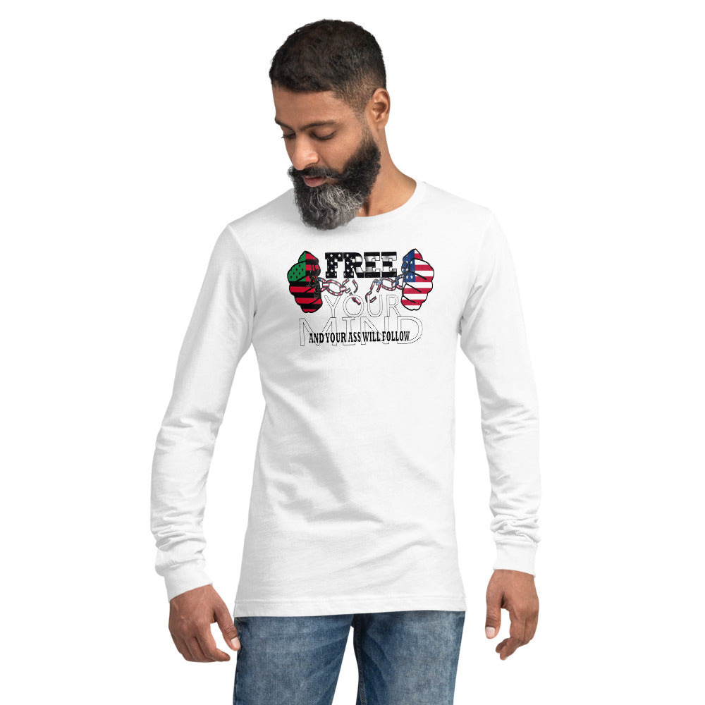 Unisex Long Sleeve Tee (FREE) Black Owned with Am flag